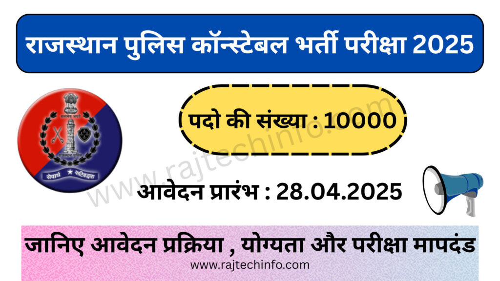 राजस्थान पुलिस कांस्टेबल भर्ती परीक्षा 2025